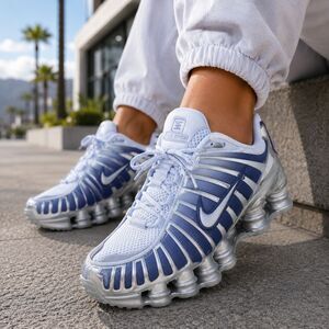 Nike Shox TL Shoes Womens Size 8.5 Blue Silver Running Sneakers Casual Sports